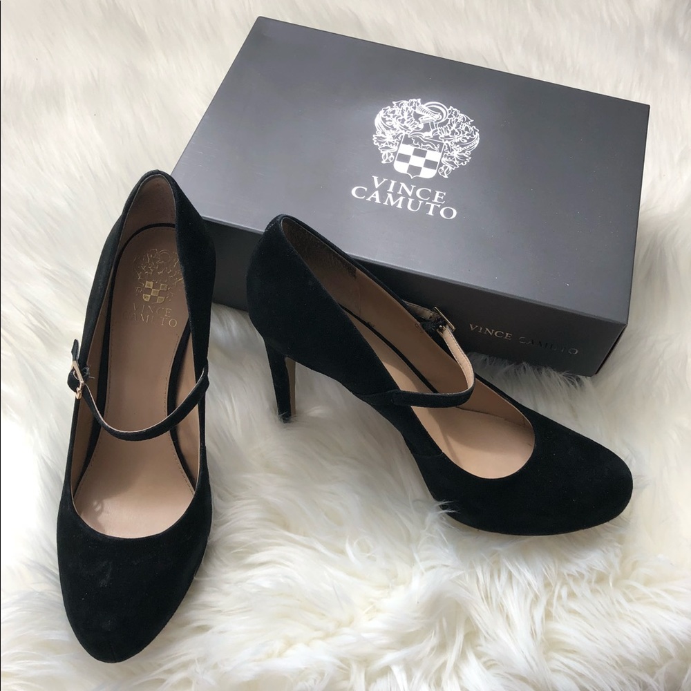 Vince Camuto Black Suede Mary Jane Heels
